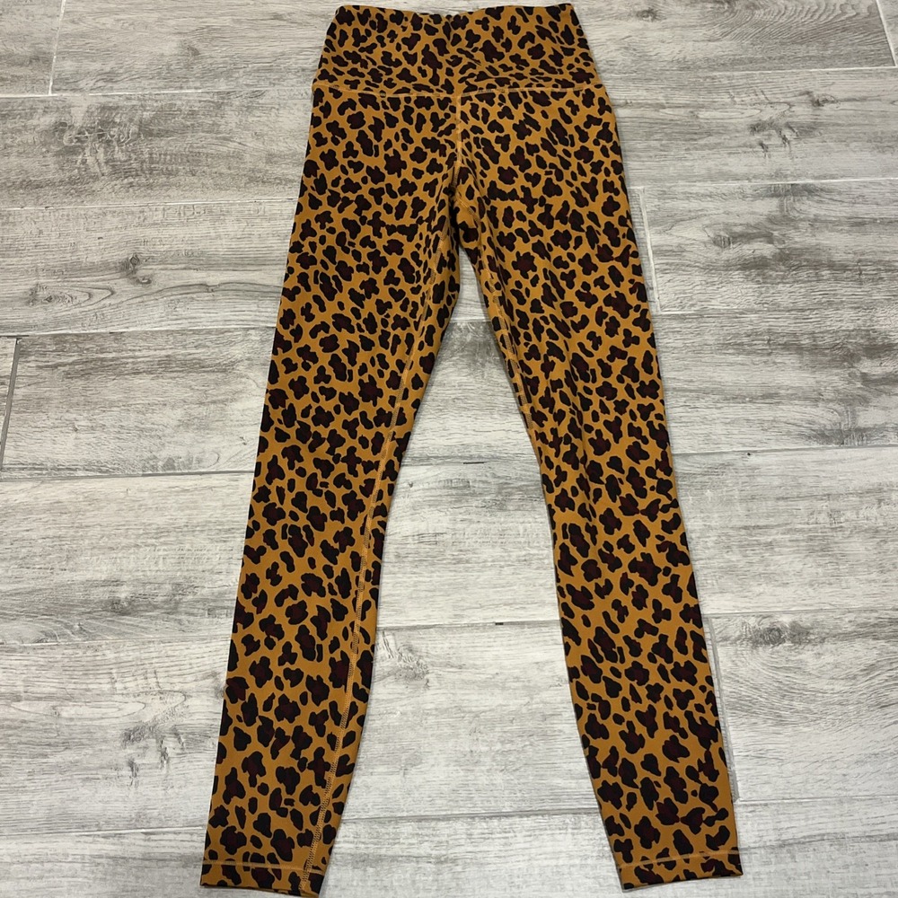 Varley Women's Animal Print Leggings Workout Gym Stretch Ankle Cheetah Size XS